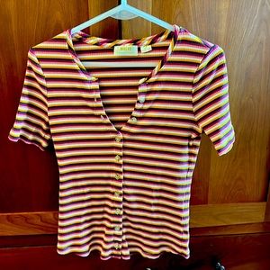 Anthropology Maeve Deep V-neck with buttons